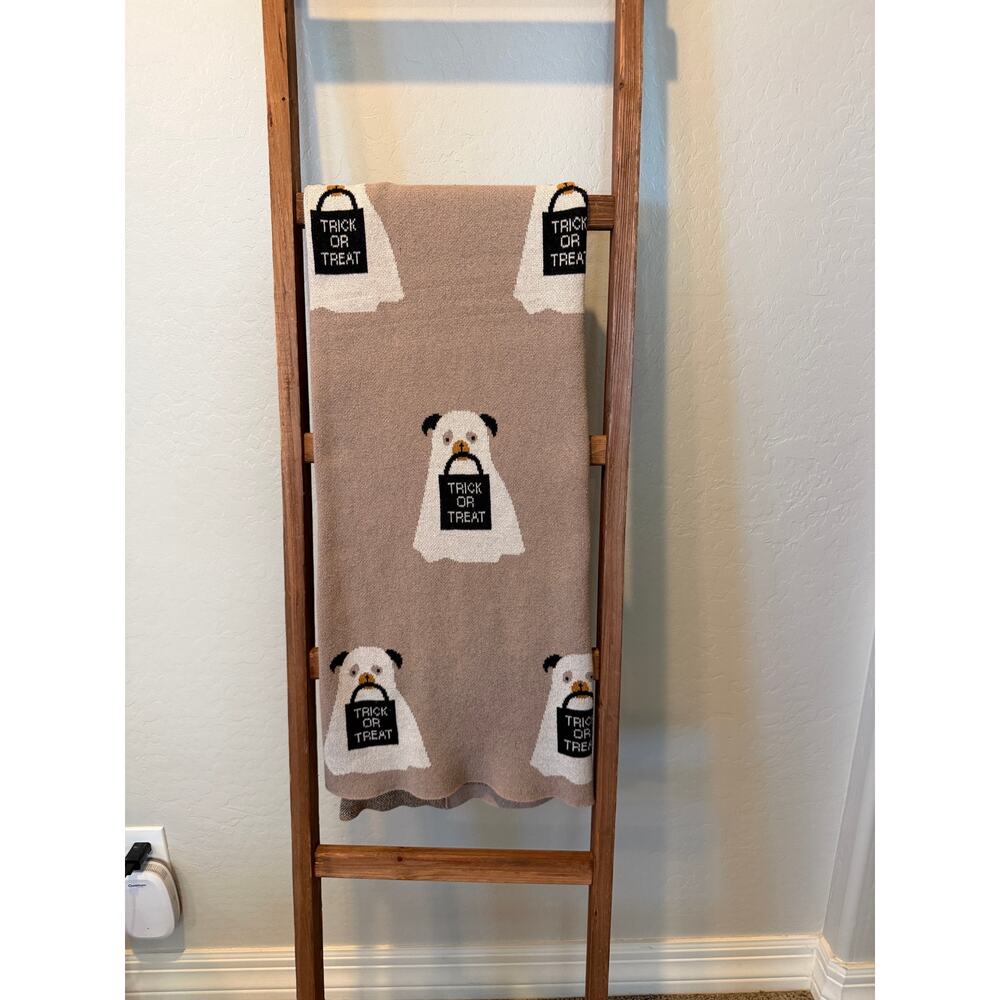 Spooky Nook Halloween Ghost Dog Throw Blanket Trick or Treat Knit Throw| 48 x 58 - Picture 3 of 5